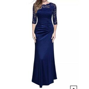 Miusol Women's Formal Floral Lace Chiffon Wedding Maxi Dress Large - 0008